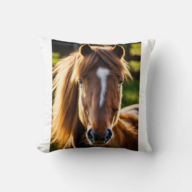 Shetland Pony Portret – Frontaal 6K Fotorealistisc Kussen (Voorkant)