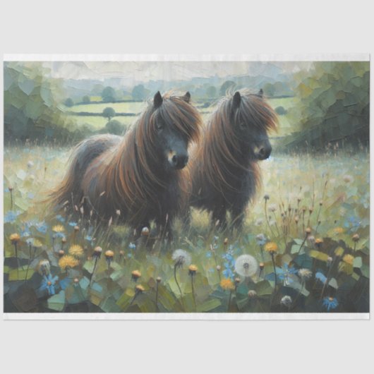 Shetland Pony Spring-Time Decoupage Tissue Paper Tissuepapier (Voorkant)