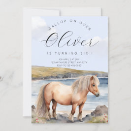 Shetland pony verjaardagsuitnodiging kaart