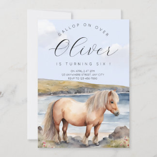 Shetland pony verjaardagsuitnodiging kaart