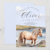 Shetland pony verjaardagsuitnodiging kaart (Voorkant / Achterkant)