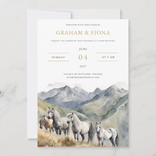 Shetland Pony Watercolor Uitnodiging (Voorkant)