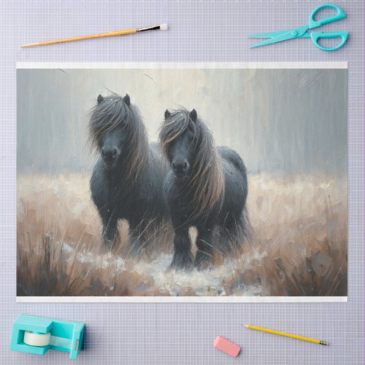 Shetland Pony wintertijd ontkoppelingspapier Tissuepapier (Craft)