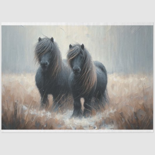 Shetland Pony wintertijd ontkoppelingspapier Tissuepapier (Voorkant)