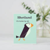 Shetland Puffin Vintage-poster Briefkaart (Staand voorkant)