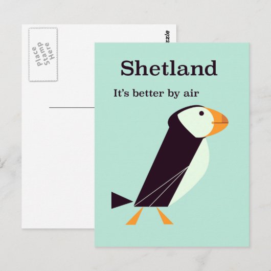 Shetland Puffin Vintage-poster Briefkaart (Voorkant / Achterkant)
