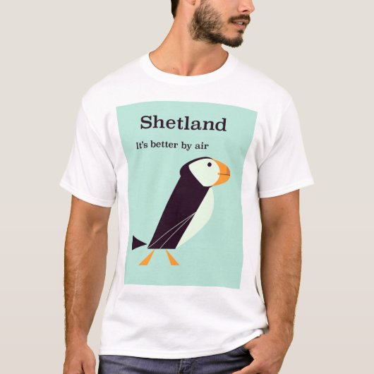 Shetland Puffin Vintage-poster T-shirt (Voorkant)