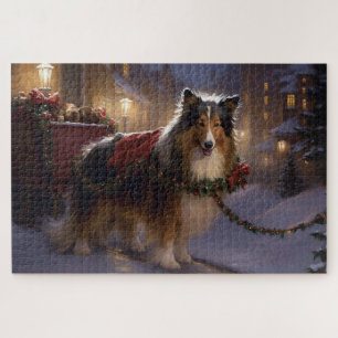 Shetland Schaapshond Kerst Feestelijke Periode Legpuzzel