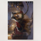 Shetland Schaapshond Kerst Feestelijke Periode Legpuzzel (Verticaal)