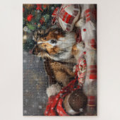 Shetland Schaapshond Kerst Festiviteit Legpuzzel (Verticaal)