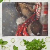 Shetland Schaapshond Kerst Festiviteit Theedoek (Gevouwen)