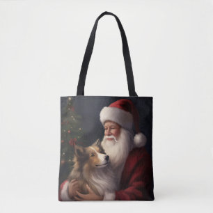 Shetland Schaapshond Kerstman Festive Kerstmis Tote Bag