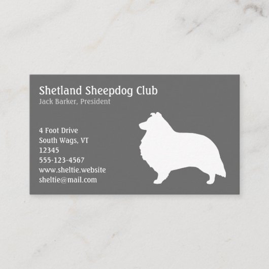 Shetland Schaapshond Silhouet Visitekaartje (Voorkant)