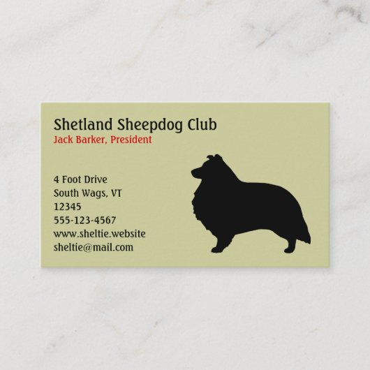 Shetland Schaapshond Silhouet Visitekaartje (Voorkant)