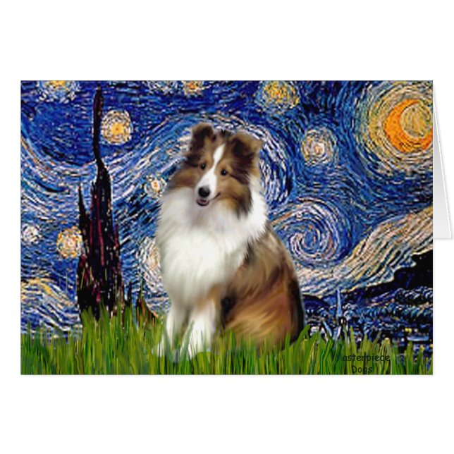 Shetland Sheepdog 4 - Sterrennacht (Voorkant Horizontaal)