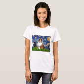 Shetland Sheepdog 4 - Sterrennacht T-shirt (Voorkant volledig)