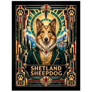 Shetland Sheepdog, Art Deco Hond Briefkaart