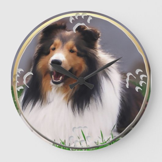 Shetland Sheepdog Art Grote Klok (Voorkant)