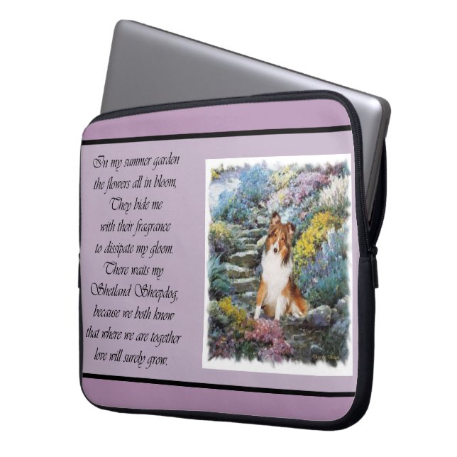 Shetland Sheepdog Art Laptop Sleeve (Voorkant Links)