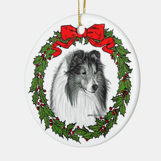 Shetland Sheepdog Art van Glenda S. Harlan Keramisch Ornament (Links)