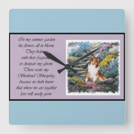 Shetland Sheepdog Art Vierkante Klok