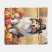 Shetland Sheepdog Autumn verlaat Thanksgiving Fleece Deken (Voorkant (Horizontaal))