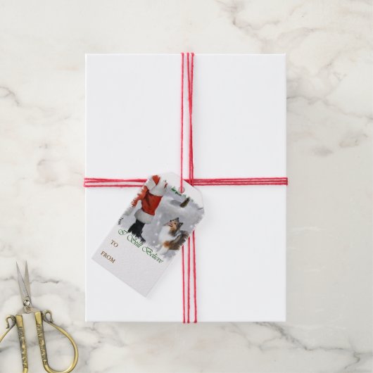 Shetland Sheepdog Believe Kerstmis Cadeaulabel (Met Touw)