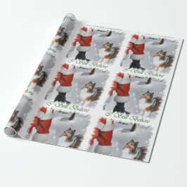 Shetland Sheepdog Believe Kerstmis Cadeaupapier