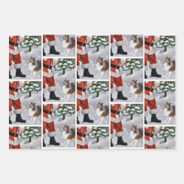 Shetland Sheepdog Believe Kerstmis Inpakpapier Vel