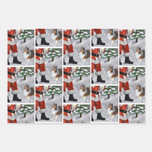 Shetland Sheepdog Believe Kerstmis Inpakpapier Vel (Voorkant)