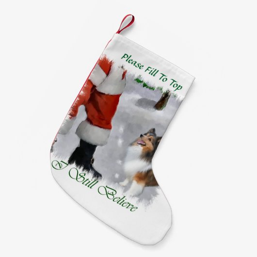 Shetland Sheepdog Believe Kerstmis Kleine Kerstsok (Voorkant (Hangend))