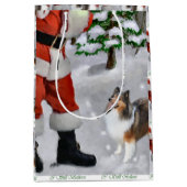 Shetland Sheepdog Believe Kerstmis Medium Cadeauzakje (Voorkant)