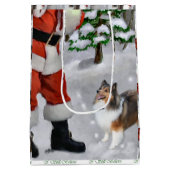 Shetland Sheepdog Believe Kerstmis Medium Cadeauzakje (Achterkant)