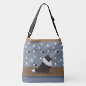 Shetland Sheepdog: Black Sheltie on Grey Large Crossbody Tas (Achterkant)