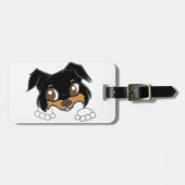 Shetland Sheepdog Black Tri Peeking Cartoon Bagagelabel (Voorkant horizontaal)