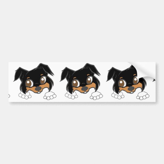 Shetland Sheepdog Black Tri Peeking Cartoon Bumpersticker (Voorkant)