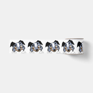 Shetland Sheepdog Blue Merle Tri Kijkende Cartoon Grosgrain Lint