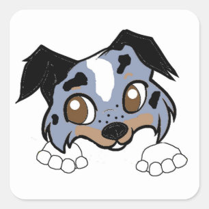 Shetland Sheepdog Blue Merle Tri Piepend Cartoon Vierkante Sticker
