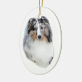 Shetland Sheepdog-blue merle-versiering Keramisch Ornament (Links)