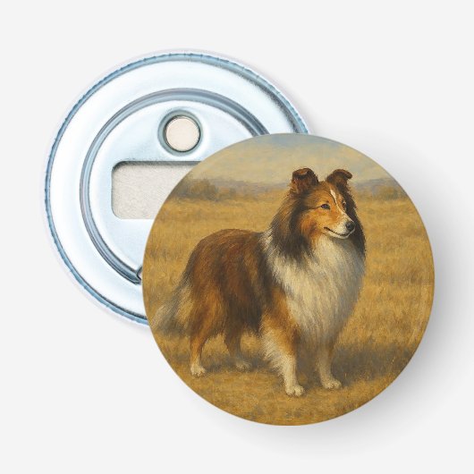 Shetland Sheepdog Button Flesopener (Voorkant)