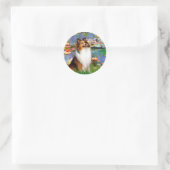 Shetland Sheepdog (Bz) - Lilies 2 Ronde Sticker (Tas)