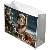 Shetland Sheepdog Christmas  Beach Groot Cadeauzakje (Achterkant Gekanteld)
