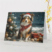 Shetland Sheepdog Christmas  Beach Kaart (Gele Bloem)