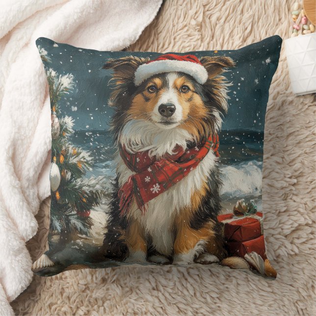 Shetland Sheepdog Christmas  Beach Kussen (Deken)