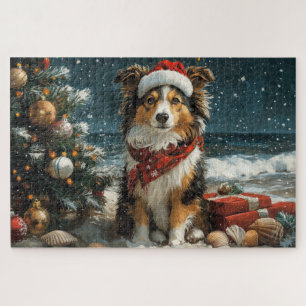 Shetland Sheepdog Christmas  Beach Legpuzzel