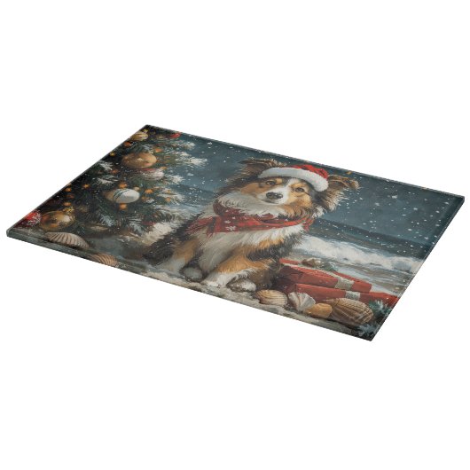 Shetland Sheepdog Christmas  Beach Snijplank (Hoek)