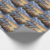 Shetland Sheepdog Christmas Boat Holiday Cadeaupapier (Hoek)