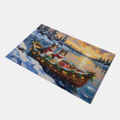 Shetland Sheepdog Christmas Boat Holiday Deurmat (Schuin)