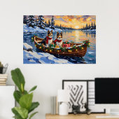 Shetland Sheepdog Christmas Boat Holiday Poster (Thuiskantoor)
