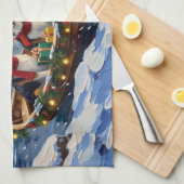 Shetland Sheepdog Christmas Boat Holiday Theedoek (Quarter Fold)